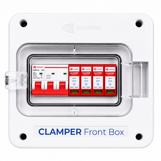 Clamper Front Box Inversor Trifásico 380V até 25KW CA 275V 20KA 3P 50A IP65