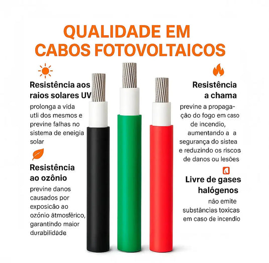 Cabo Solar Proteção UV 50 Metros 4mm Preto CABEL