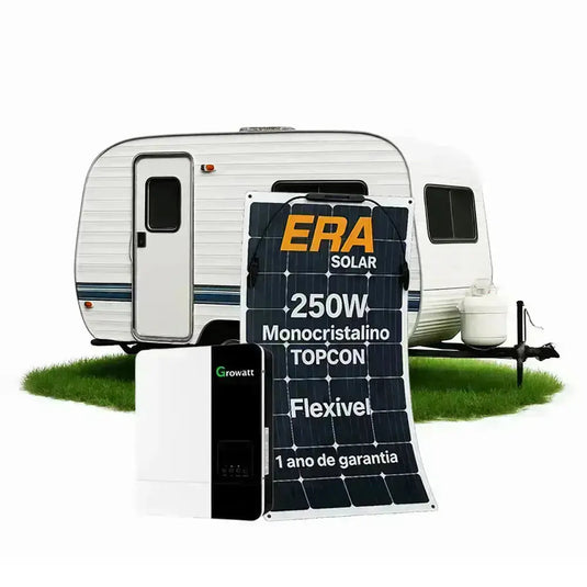 Kit Energia Solar Offgrid MotorHome 1kWp 4 Painel Era 250W Flexível Inversor Growatt 3kW 110V GROWATT