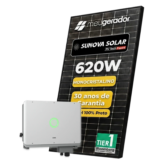 Kit Energia Solar Ongrid 1900kWh Mês 14,26kWp 23 Painel Sunova 620W Inversor SAJ 10kW 220V 3MPPT SAJ