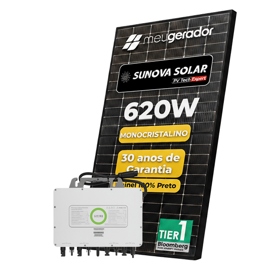 Kit Energia Solar Ongrid 250kWh Mês 1,86kWp 3 Painel Sunova 620W MicroInversor SAJ 2,25kW 220V 4MPPT SAJ