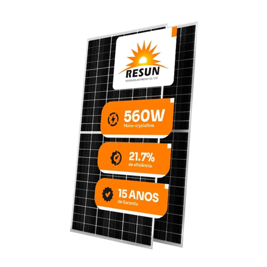 Painel Solar Resun 560W RS8I-560M-F30 144 Células Monocristalino RESUN