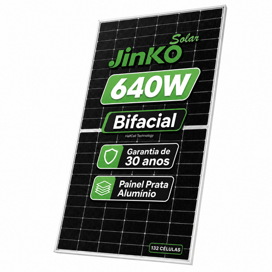 Painel Solar 640W Jinko Bifacial Monocristalino Halfcell Ntype 132 Células
