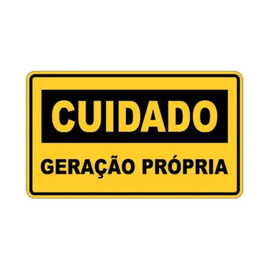 Placa Cuidado Geração Própria 25x15cm MEUGERADOR