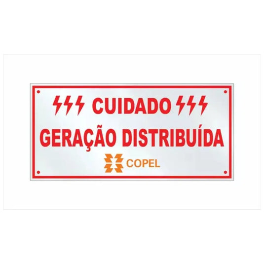 Placa Cuidado Geração Distribuída – Copel 21x10 cm MEUGERADOR