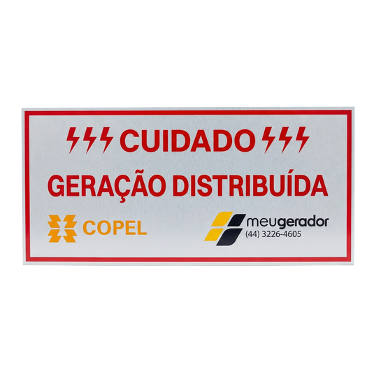 Placa Cuidado Geração Distribuída – Copel 21x10 cm MEUGERADOR