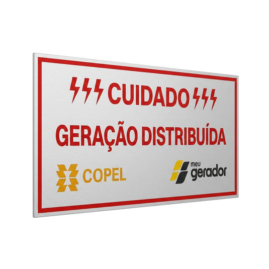 Placa Cuidado Geração Distribuída – Copel 21x10 cm MEUGERADOR