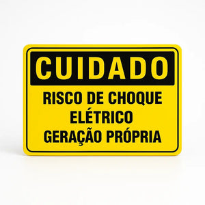 Placa Cuidado Geração Própria – Risco de Choque Elétrico 25x18cm
