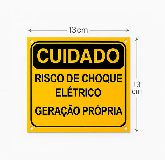 Placa Cuidado Geração Própria 13x13cm MEUGERADOR