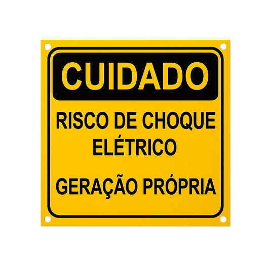 Placa Cuidado Geração Própria 13x13cm MEUGERADOR