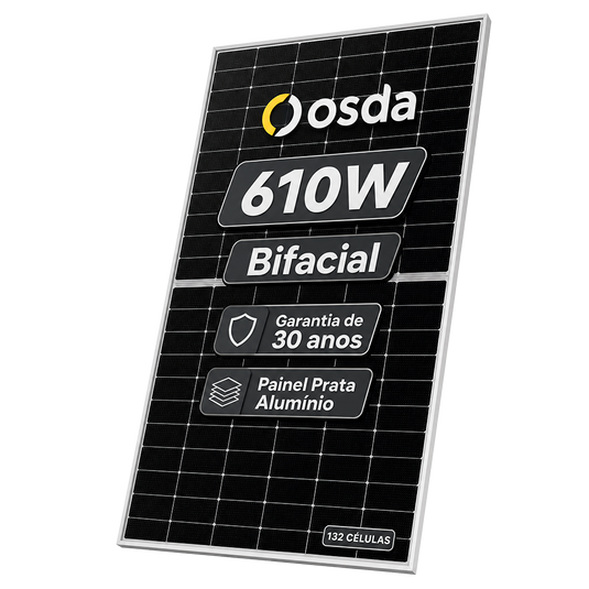 Painel Solar Osda 610w Bifacial Monocristalino Halfcell Ntype Prata OSDA