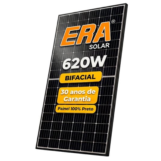 Painel Solar 620w Bifacial Preto Era Monocristalino Halfcell Ntype 132 Células ERA