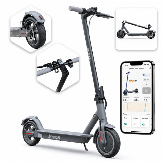 Patinete Elétrico 350W Mymobi Mb350-Pro Bat 36V 10Ah Cinza até 30km/h MYMOBI