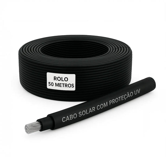 Cabo Solar Proteção UV 50 Metros 4mm Preto CABEL