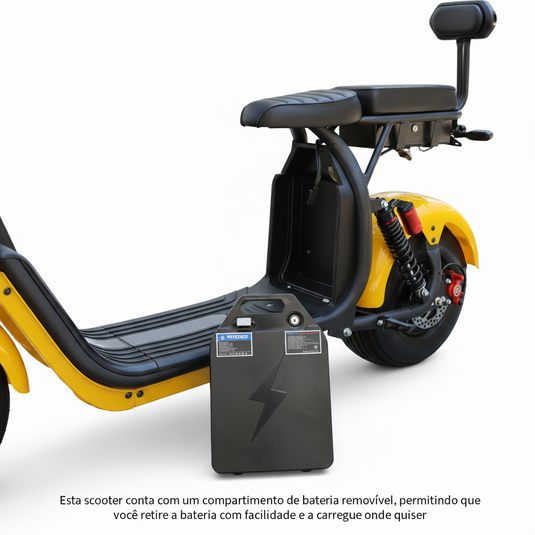 Scooter Elétrica Mymobi 2000W 20Ah 60V Amarelo até 50km/h até 2 Pessoas MYMOBI