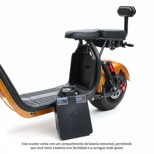 Scooter Elétrica Mymobi 2000W 20Ah 60V Dourado até 50km/h 2 Pessoas MYMOBI