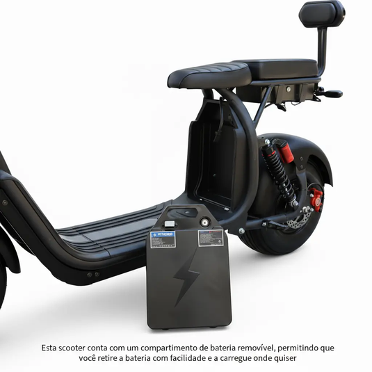 Scooter Elétrica Mymobi 2000W 20Ah 60V Preto Fosco até 50km/h 2 Pessoas MYMOBI