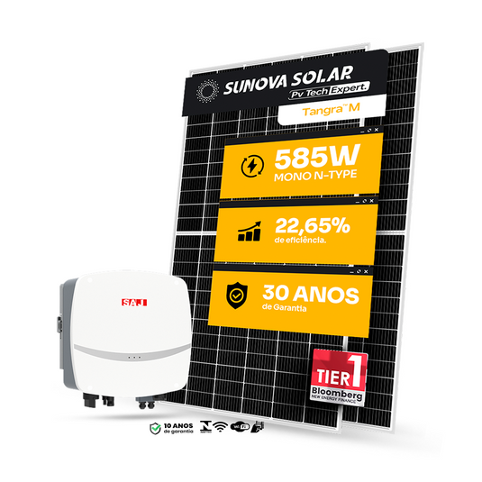 KIT ENERGIA SOLAR ONGRID 1600KWH MÊS 11,70KWP 20 PAINEL SUNOVA 585W SAJ 8KW 2MPPT