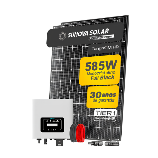 Kit Energia Solar Ongrid 1500kWh Mês 11,11kWp 19 Painel Sunova 585W Inversor Deye 10kW 220V 2MPPT