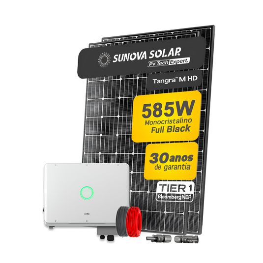 Kit Energia Solar 1800kWh Mês 13,45kWp 23 Painel Sunova 585W Inversor SAJ 10kW R6-10K-S3 220V