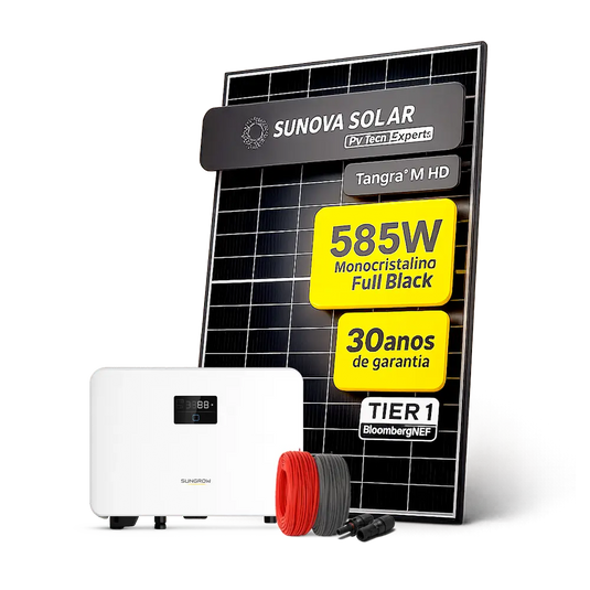 Kit Energia Solar Ongrid 450kWh Mês 3,51kWp 6 Painel Sunova 585W Inversor Sungrow 3kW 220V 1MPPT SUNGROW