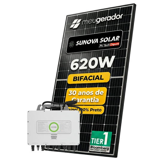 Kit Energia Solar Ongrid 1200kWh Mês 9,3kWp 15 Painel Sunova 620W MicroInversor SAJ 9kW 220V 16MPPT SAJ