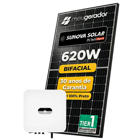 Kit Energia Solar Ongrid 1050kWh Mês 8,06kWp 13 Painel Sunova 620W Inversor Huawei 6kW 220V 2MPPT HUAWEI