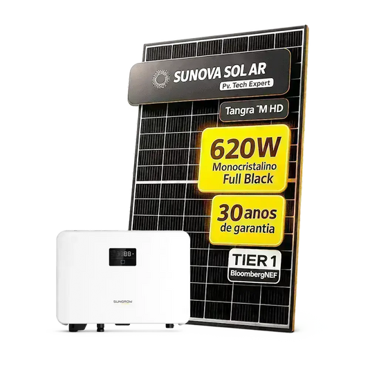 Kit Energia Solar Ongrid 300kWh Mês 2,48kWp 4 Painel Sunova 620W Inversor Sungrow 3kW 220V 1MPPT SUNGROW