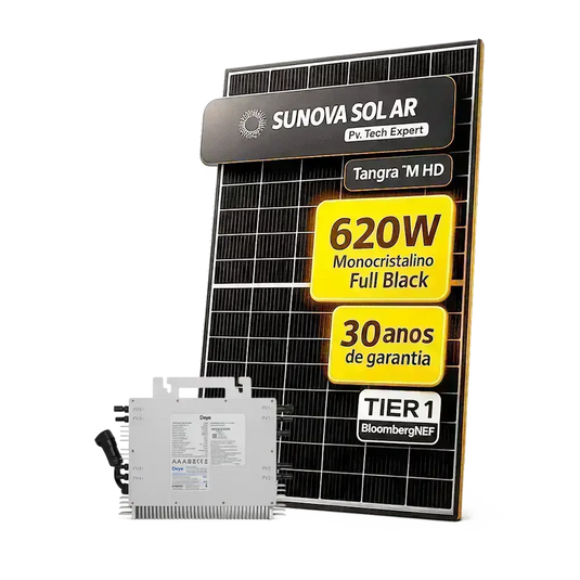 Kit Energia Solar Ongrid 250kWh Mês 1,86kWp 3 Painel Sunova 620W MicroInversor Deye 2,25kW 220V 4MPPT DEYE