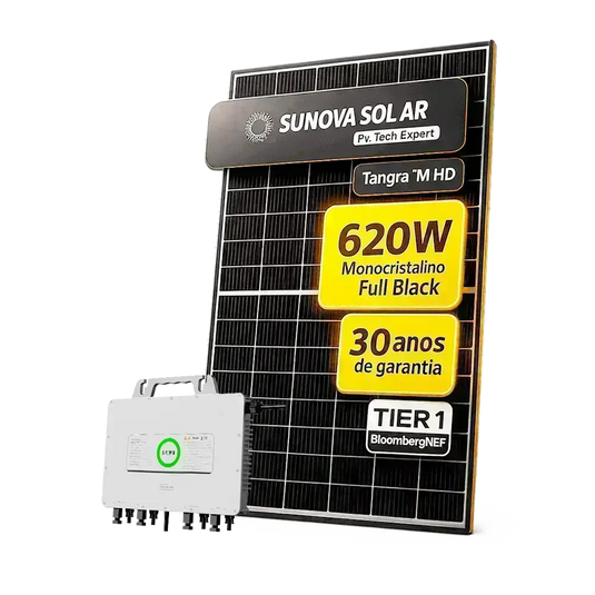Kit Energia Solar Ongrid 250kWh Mês 1,86kWp 3 Painel Sunova 620W MicroInversor SAJ 2,25kW 220V 4MPPT SAJ