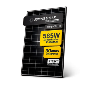 Painel Solar Sunova 585W Full Black SS-585-66MDH-G13 Monocristalino Half Cell