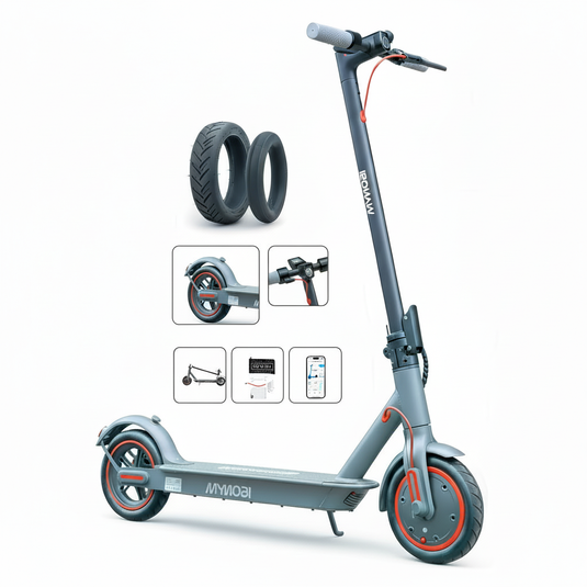 Patinete Elétrico Mymobi 350W Mb350-Pro Bat 36V 10Ah Cinza/Vermelho até 32km/h MYMOBI