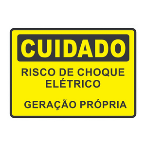 PLACA CUIDADO GERACÃO PRÓPRIA - RISCO DE CHOQUE ELÉTRICO 25x18 CM