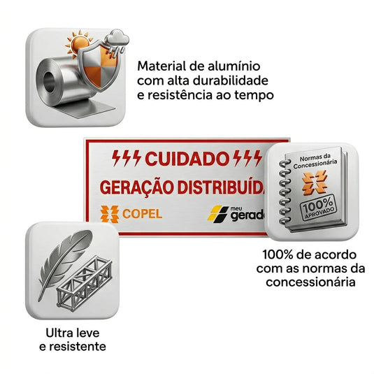 Placa Cuidado Geração Distribuída – Copel 21x10 cm MEUGERADOR
