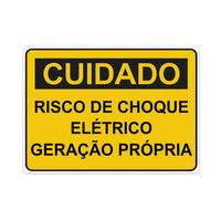 Placa Cuidado Geração Própria – Risco de Choque Elétrico 25x18cm