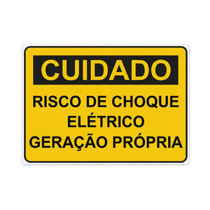 Placa Cuidado Geração Própria – Risco de Choque Elétrico 25x18cm