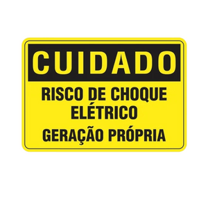 PLACA CUIDADO GERACÃO PRÓPRIA - RISCO DE CHOQUE ELÉTRICO 25x18 CM