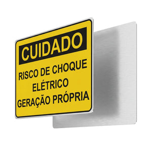 Placa Cuidado Geração Própria – Risco de Choque Elétrico 25x18cm