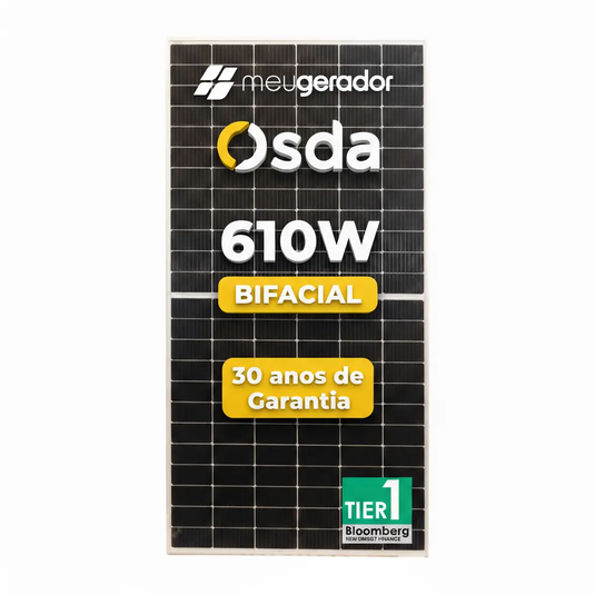 Painel Solar Osda 610w Bifacial Monocristalino Halfcell Ntype Prata OSDA