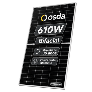 Painel Solar 610w Osda Bifacial Monocristalino Halfcell Ntype Prata