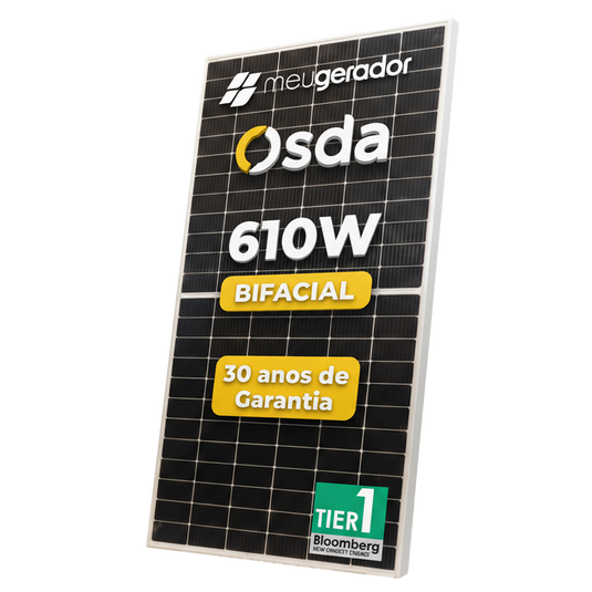 Painel Solar Osda 610w Bifacial Monocristalino Halfcell Ntype Prata OSDA