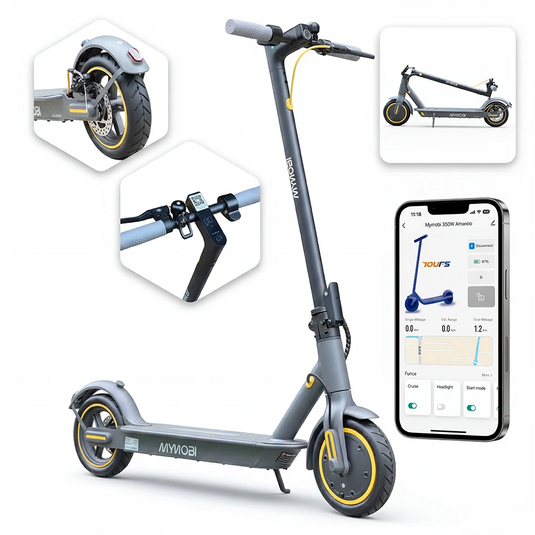 Patinete Elétrico 350W Mymobi Mb350-Pro Bat 36V 10Ah Cinza/Amarelo até 30km/h MYMOBI