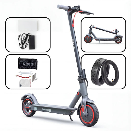 Patinete Elétrico 350W Mymobi Mb350-Pro Bat 36V 10Ah Cinza/Vermelho até 30km/h MYMOBI