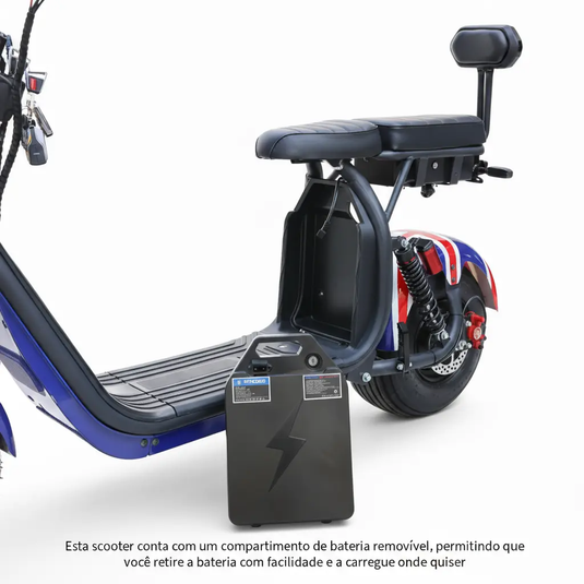 Scooter Elétrica Mymobi 2000W 20Ah 60V Estampado Inglaterra até 50km/h até 2 Pessoas MYMOBI