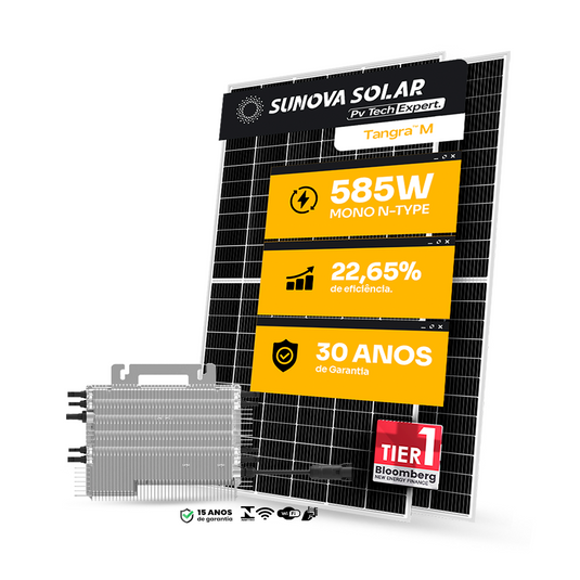 KIT ENERGIA SOLAR ONGRID 950KWH MÊS 7,02KWP 12 PAINEL SUNOVA 585W MICRO DEYE 6,75KW 220V 12MPPT