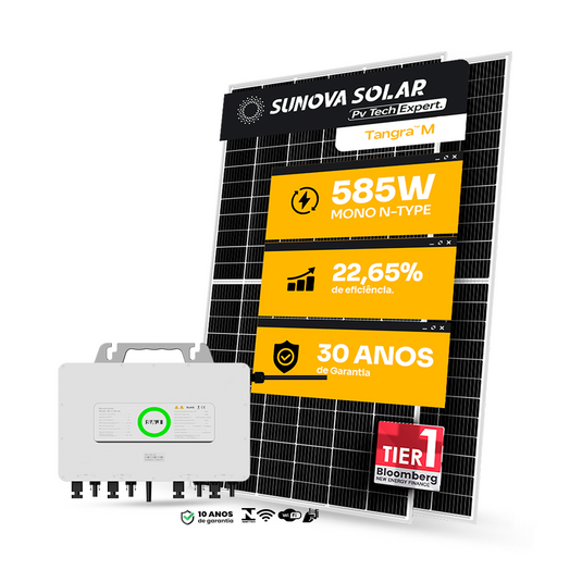 KIT ENERGIA SOLAR ONGRID 950KWH MÊS 7,02KWP 12 PAINEL SUNOVA 585W MICRO SAJ 6,75KW 220V 12MPPT