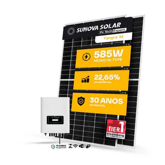 KIT ENERGIA SOLAR ONGRID 1550KWH MÊS 11,70KWP 20 PAINEL SUNOVA 585W INVERSOR DEYE 10KW 220V 2MPPT